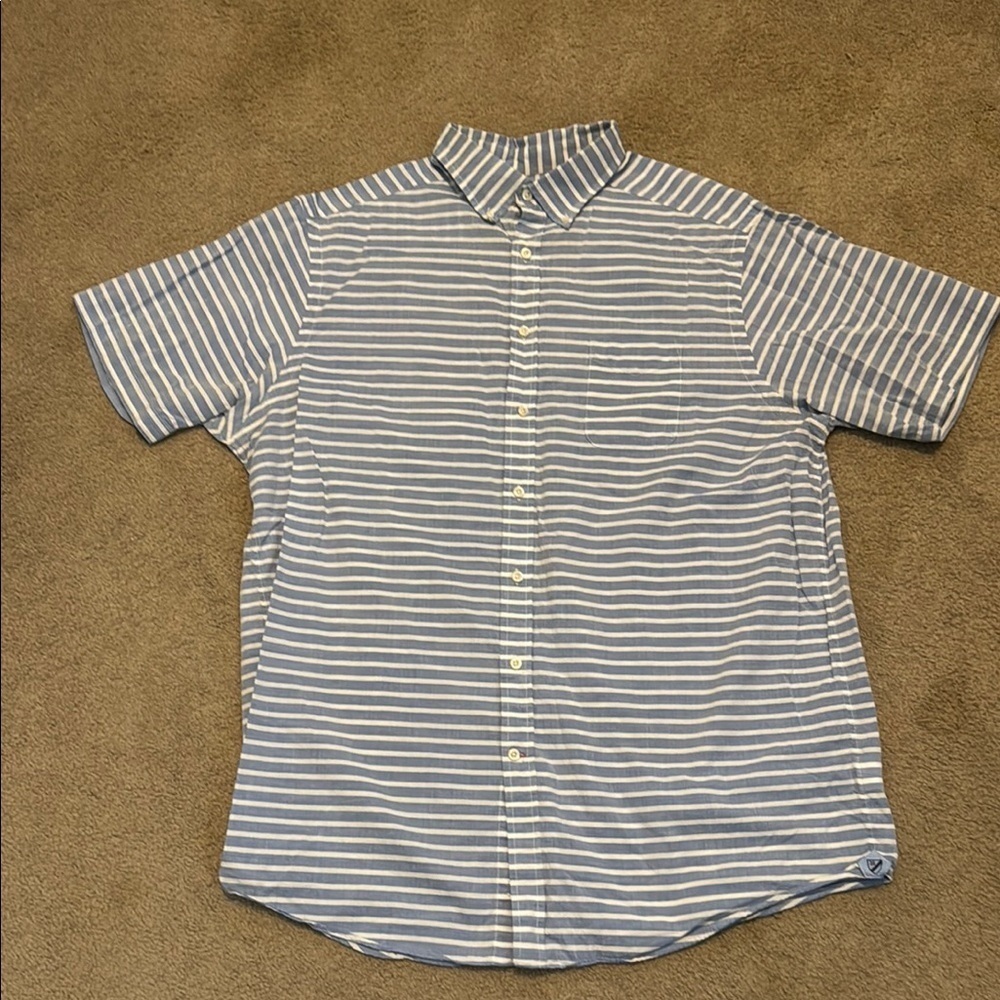 Daniel Cremieux Blue and White Striped Casual Button Down Shirt